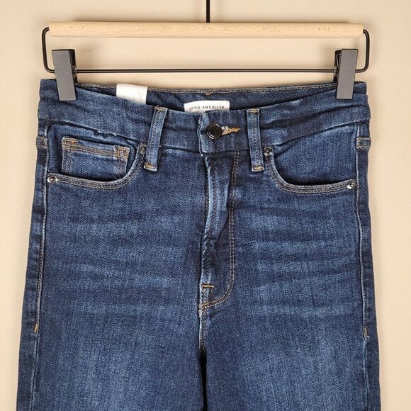 Good American Good Waist Skinny Jeans Chewed Back Pockets Blue Size 27 NWT - Picture 3 of 12